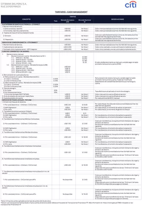 Catálogo Citibank | Tarifario-Cash Management | 2024-11-06T00:00:00-05:00 - 2025-01-01T23:59:00-05:00