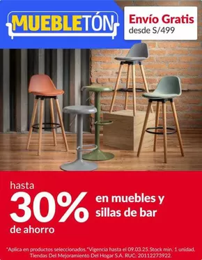 Catálogo Sodimac en Lima | 30% en muebes y sillas de bar | 2025-03-04T00:00:00.000Z - 2025-03-09T00:00:00.000Z