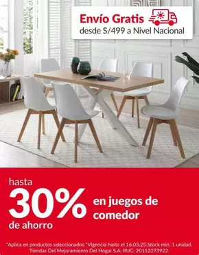 Catálogo Sodimac en Lima | hasta 30% en juegos de comedor | 2025-03-13T00:00:00.000Z - 2025-03-16T00:00:00.000Z