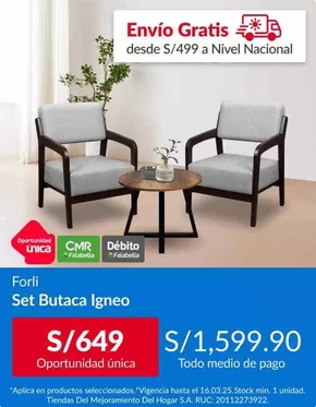 Catálogo Sodimac en Lima | Set butaca Igneo | 2025-03-13T00:00:00.000Z - 2025-03-16T00:00:00.000Z